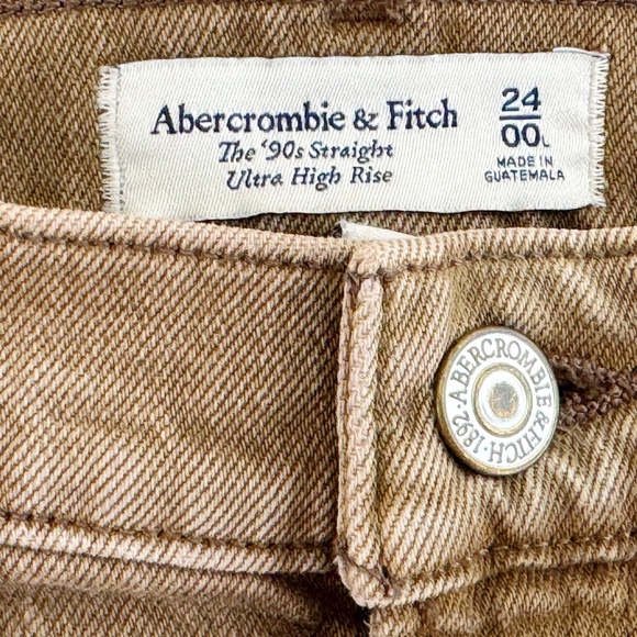 Abercrombie & Fitch ’90s Straight Ultra High Rise Jeans | Brown Denim | Size 24 - Picture 3 of 5